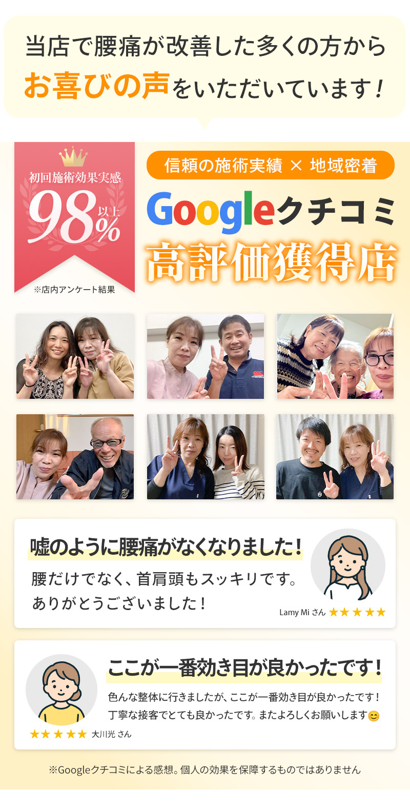 Googleクチコミ高評価獲得店